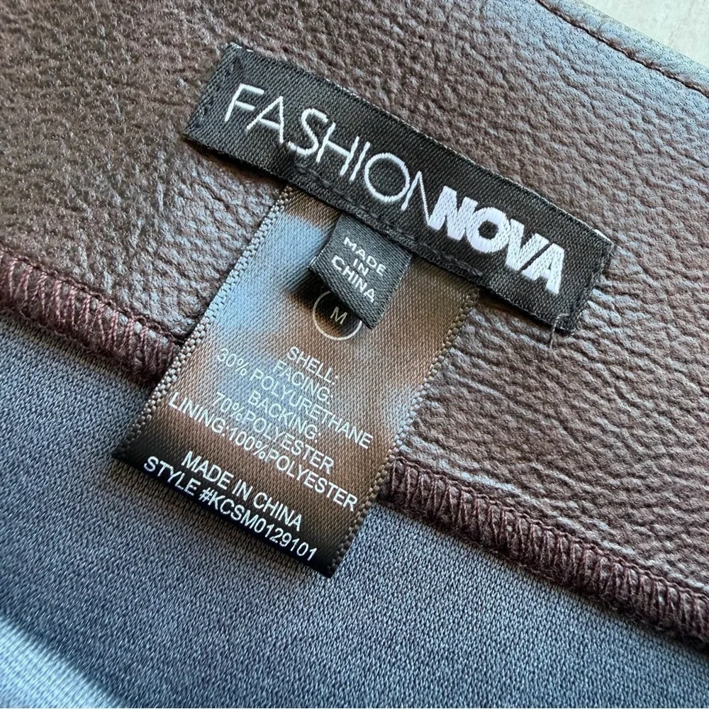 Fashion Nova brown faux leather skirt with fur detail
